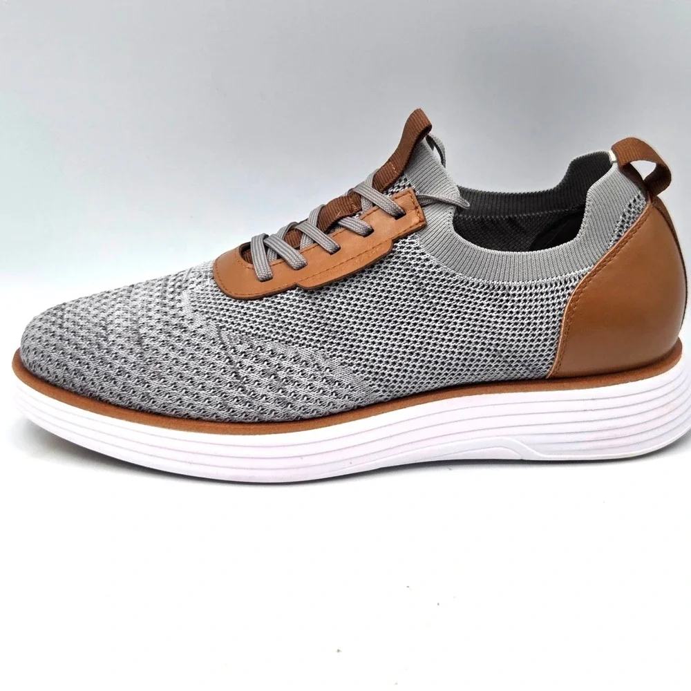 Bruno Marc Men's MaxFlex Oxford Dress Sneakeers ‎ Gray and Brown Size 7.5